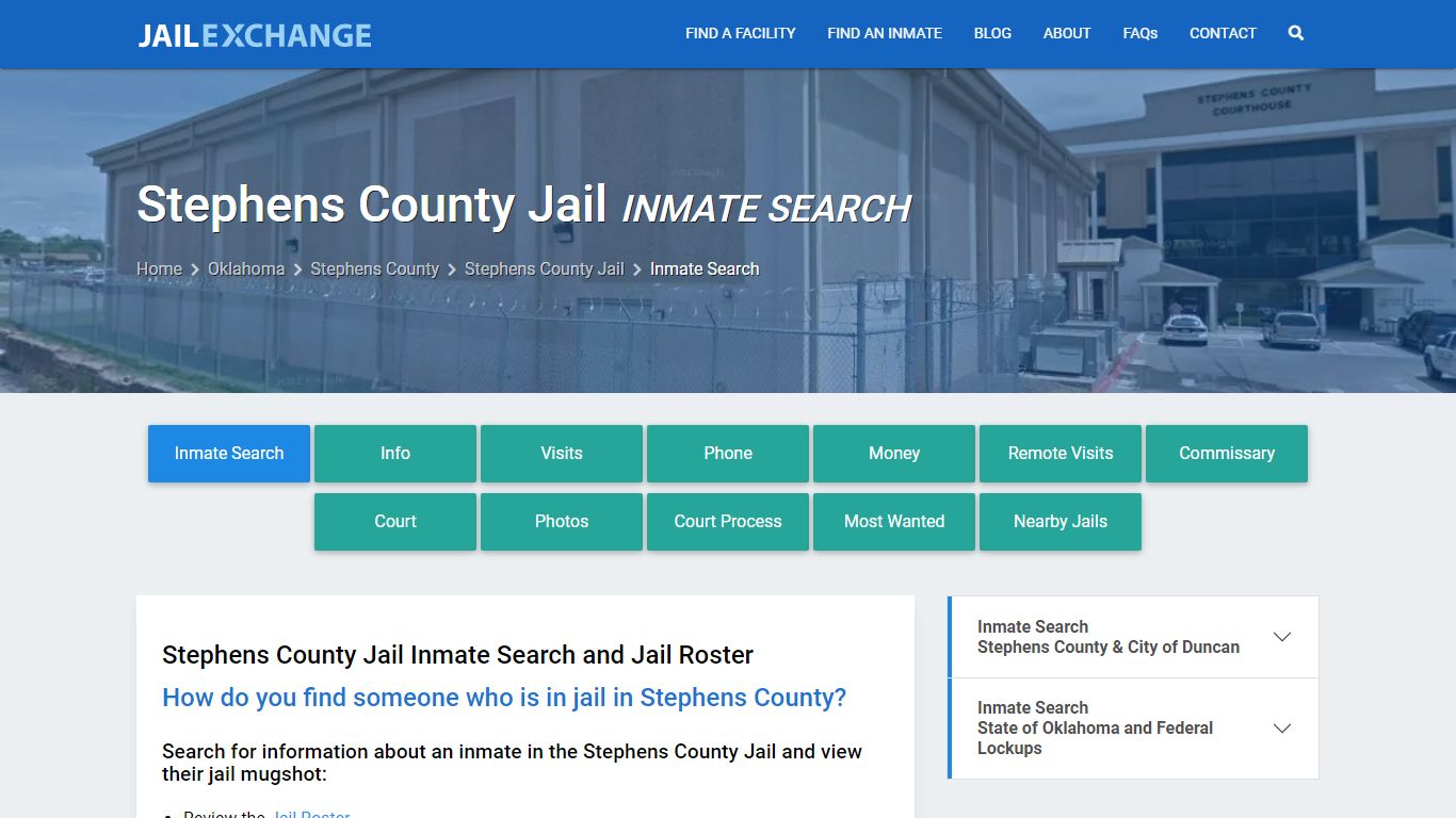 Inmate Search: Roster & Mugshots - Stephens County Jail, OK